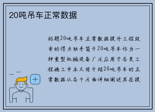 20吨吊车正常数据